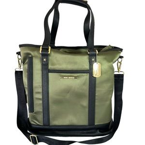 Steve Madden Olive Green Baria Weekender Crossbody Tote Bag With Logo Strap